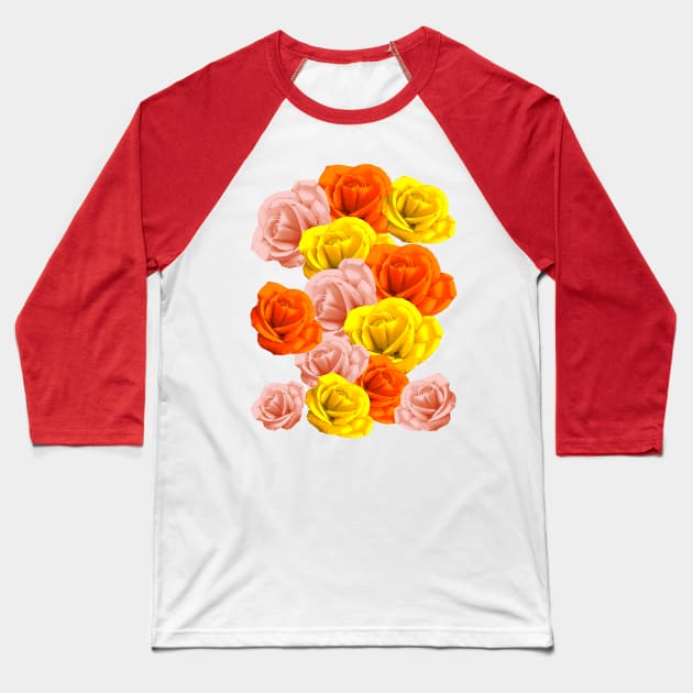 Roses Pastel Colors Floral Collage Baseball T-Shirt by BluedarkArt